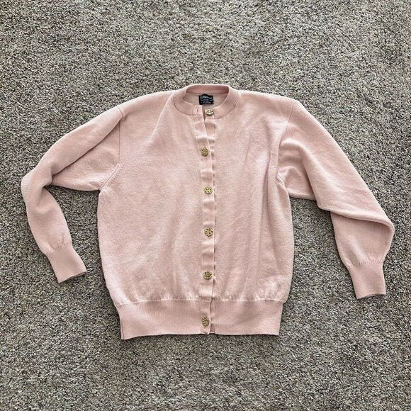 Vintage Burberrys Womens Cardigan Wool Sweater Pink Ballantyne Size 42 - Picture 1 of 10